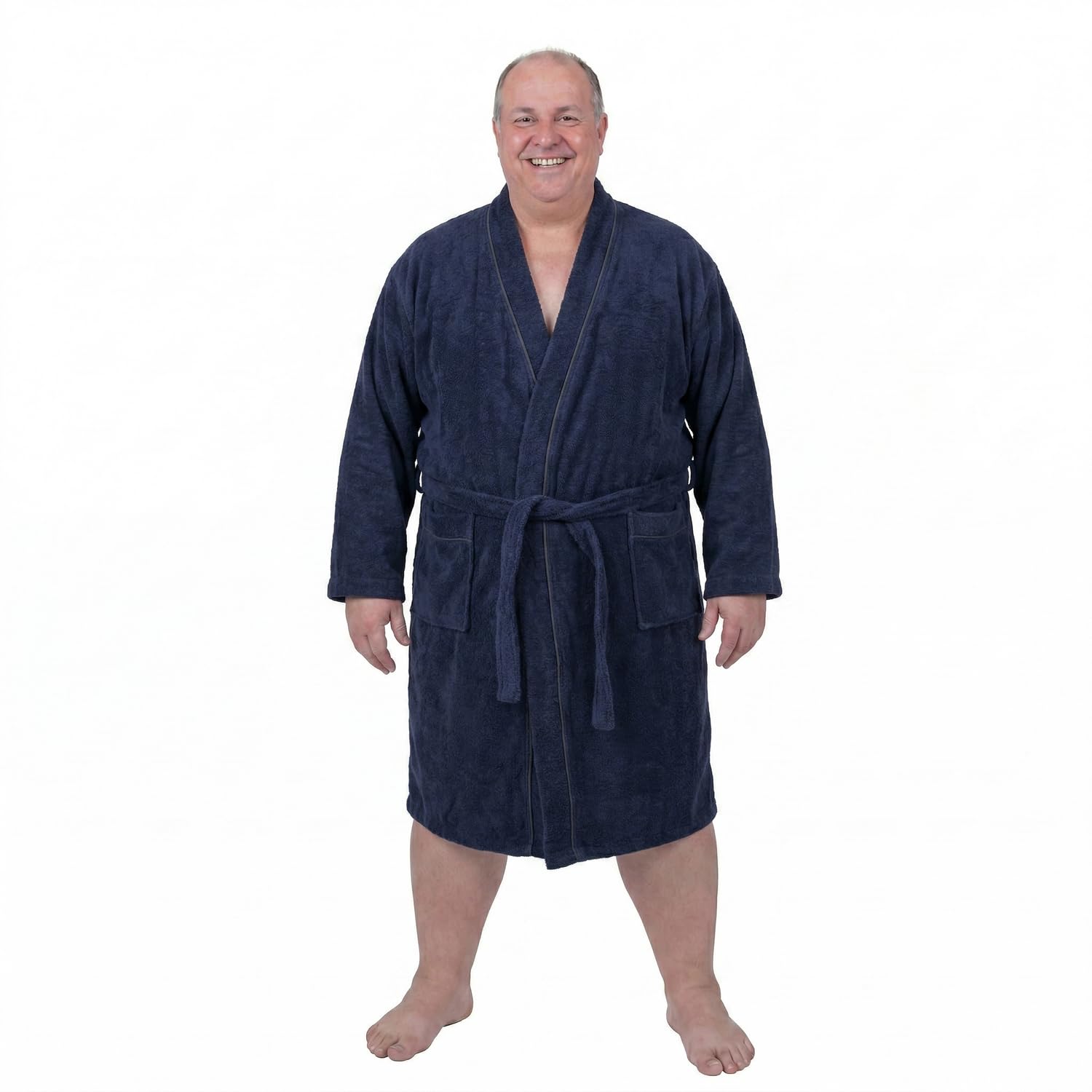 ADAMO Bademantel für Herren in Navy große Größen 2XL-12XL