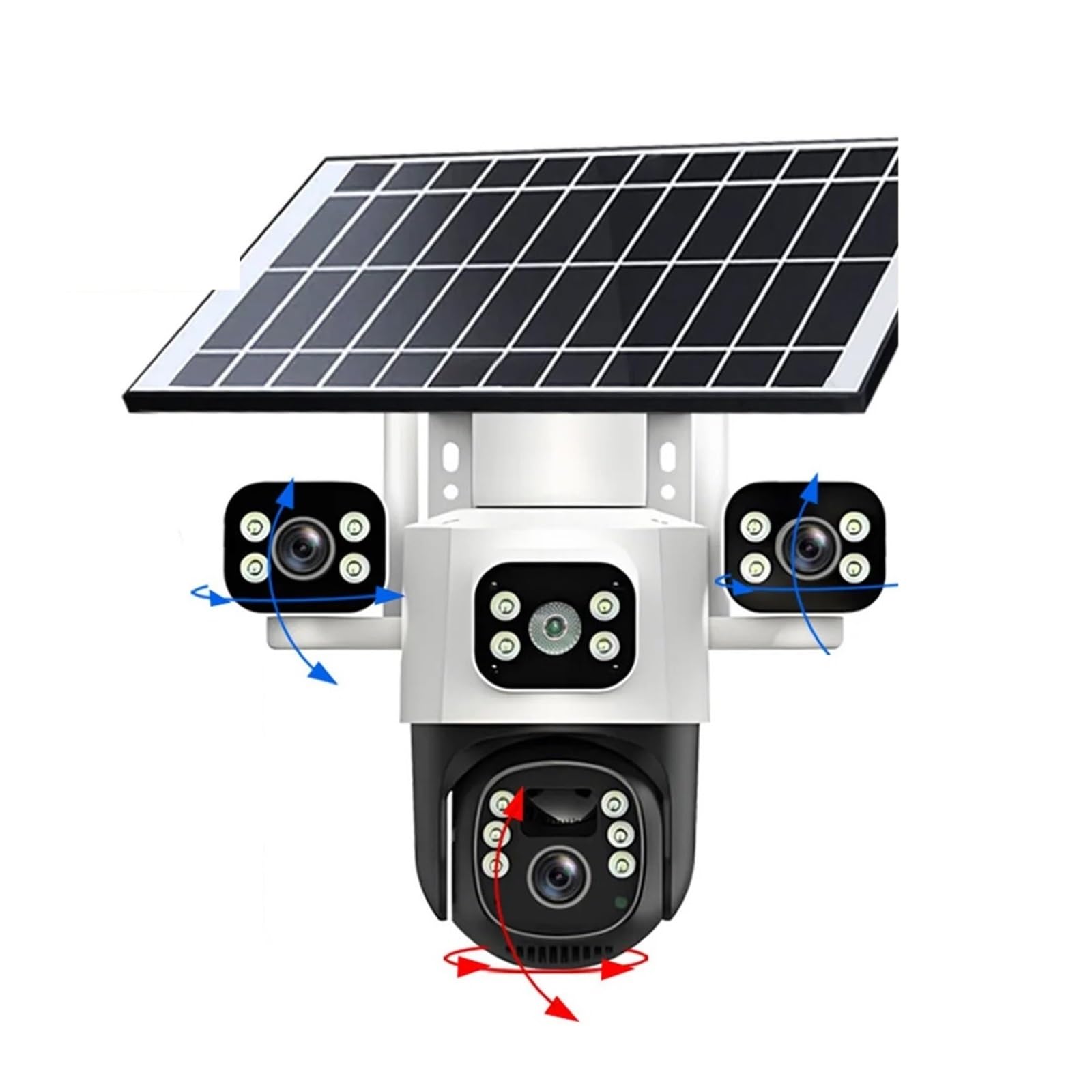 JVDDI 6MP Solar WIFI IP Camera CCTV Three Lens Three Screen Auto Tracking Outdoor 4G Surveillance PTZ Camera Security Protection(4G Cam Add 64G)