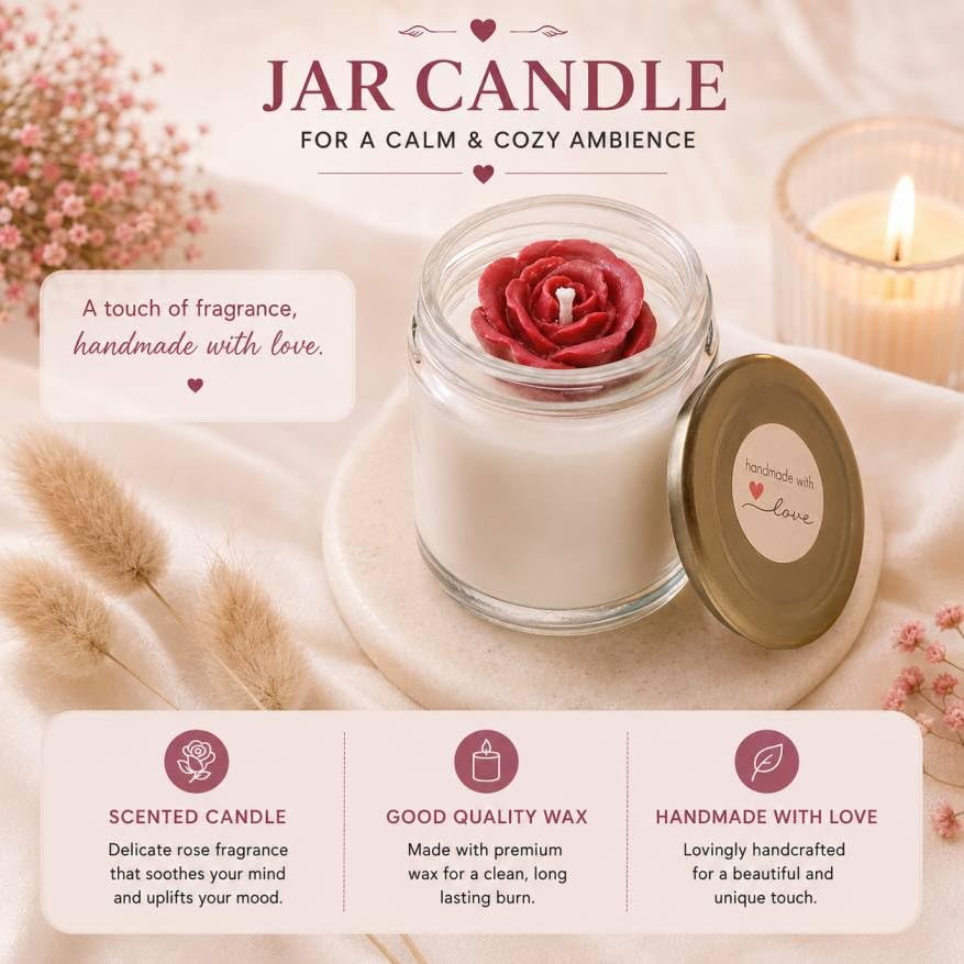 Image of Rarejoy Combo Gift Set for Women, Valentine Gifts, Birthday Gift for Wife, Handmade Dreamcatcher, Scented Candle, Ceramic Mug, Greeting Card, Rose Flower Necklace Pendant, 1 Litres