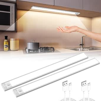 Lampe Baseus Rechargeable COOLNIGHT Reglette Led Cuisine Sous Meuble 90 LED 350LM, 1800mAH Lampe Veilleuse Detecteur De Mouvement
