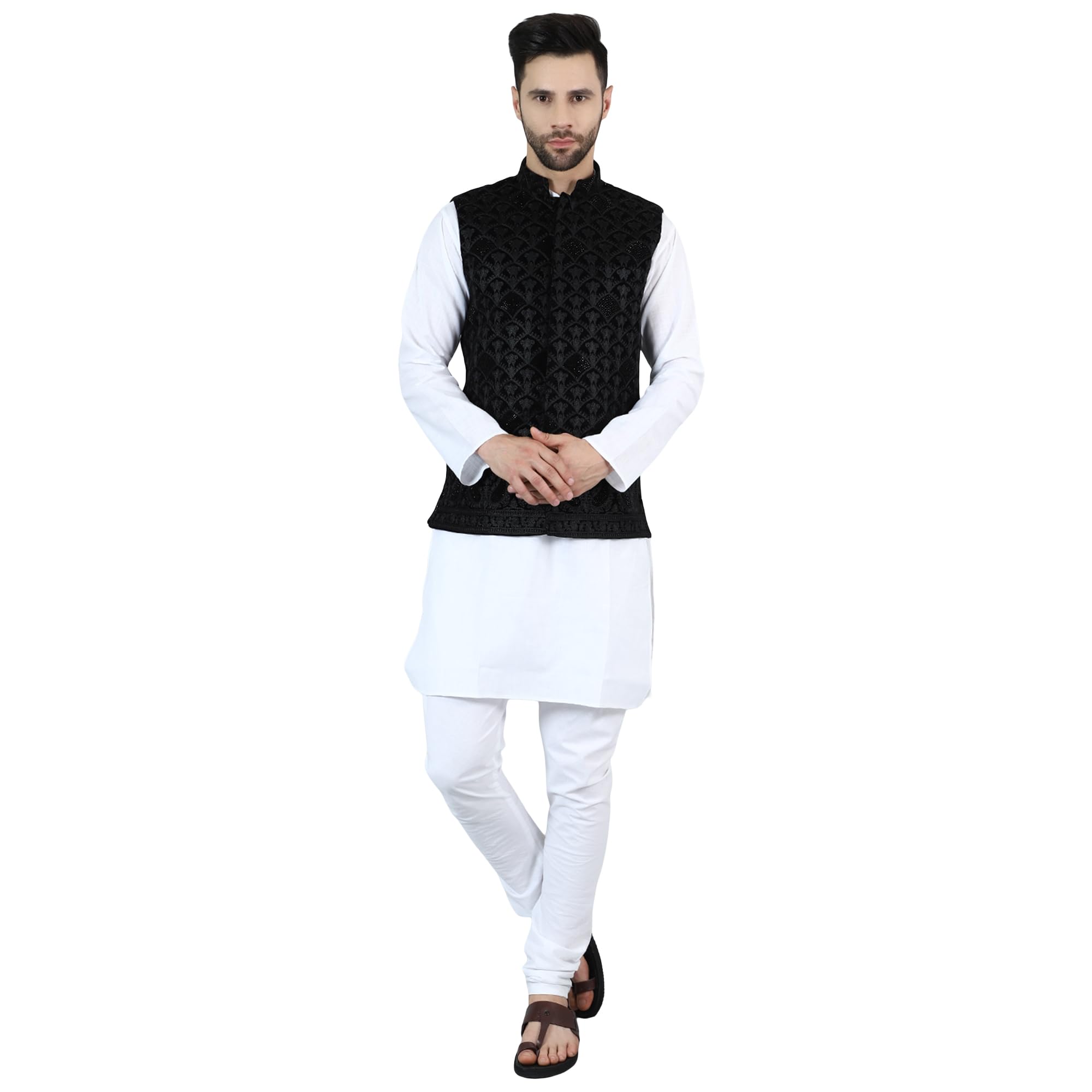 wintage Men's Embroidered Velvet Modi Nehru Jacket-picture-44