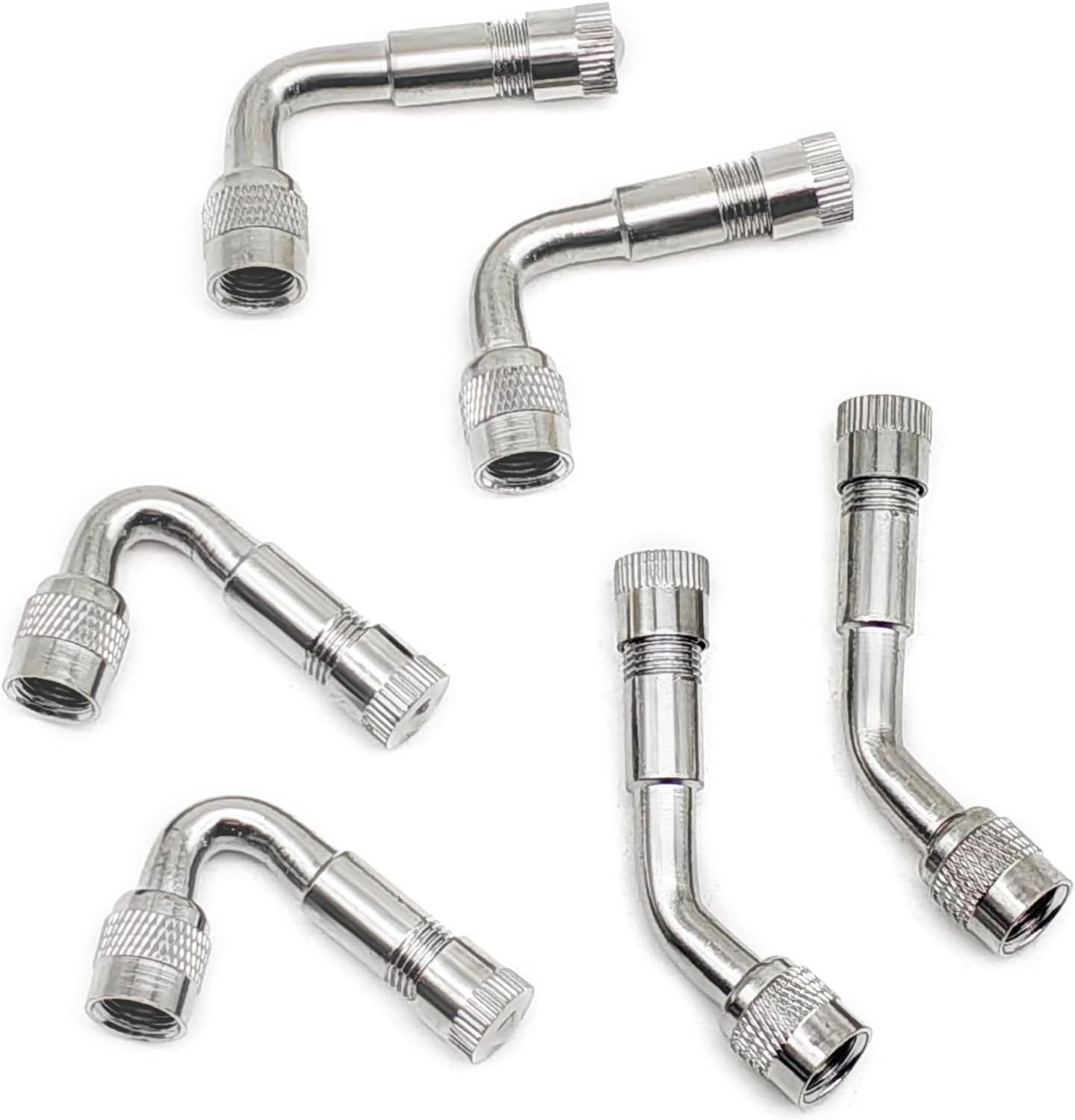 6 PCS Metal Tire Valve Stem Extensions, 45 Degree 90 Degree