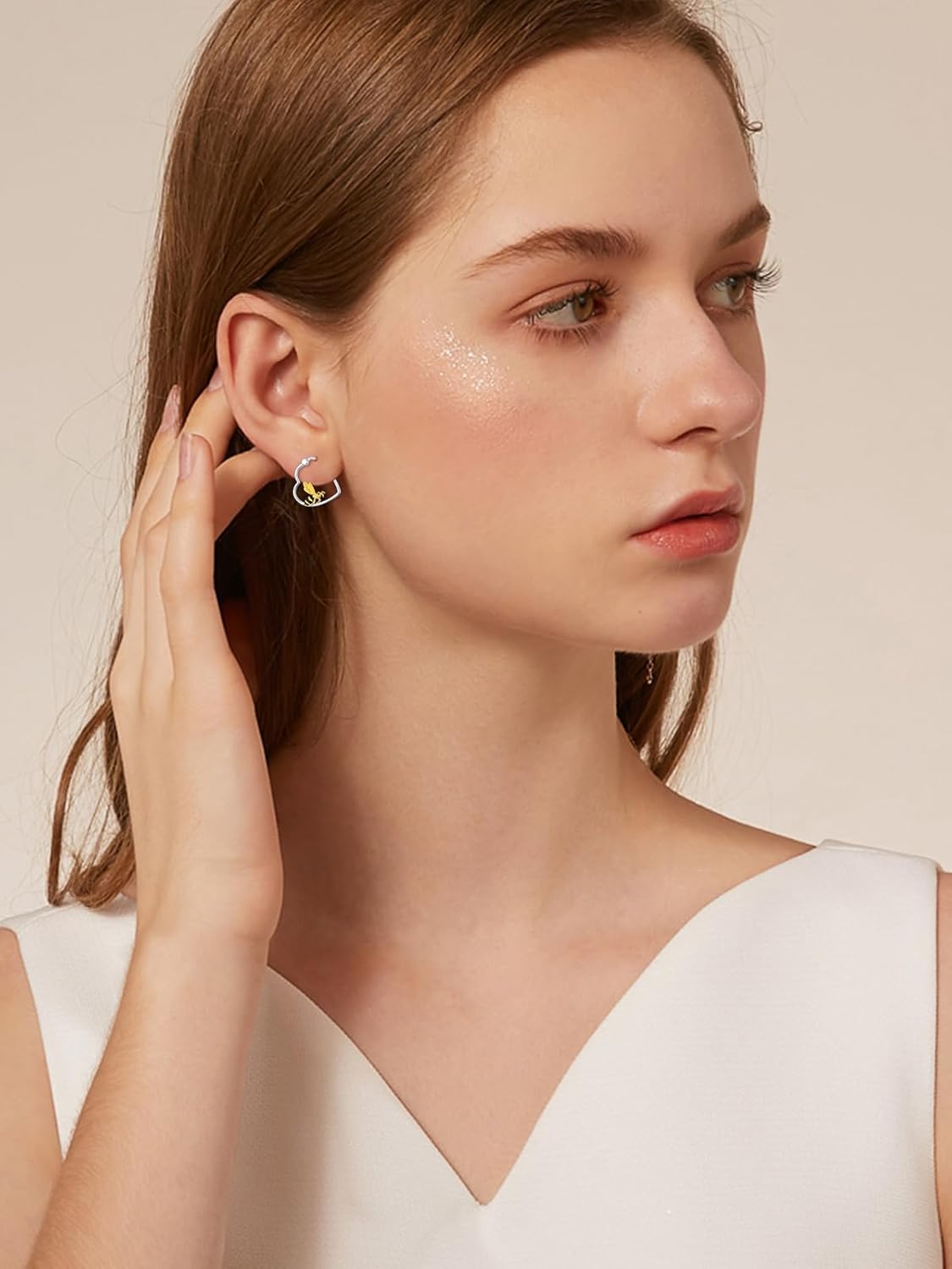 Animal Hoop Earrings 925 Sterling Silver Cow/Dachshund/Axolotl/Turtle/Bee/Hummingbird Earrings Jewelry Gifts for women