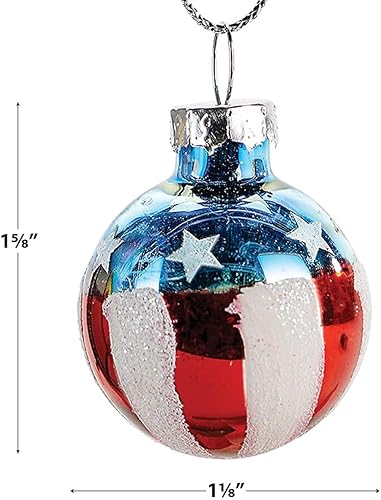 Miniatura 4 de Lillian Vernon Americana - Adornos patrióticos de vidrio soplado  Decoración de árbol colgante hecha a mano, decoración redonda americana para