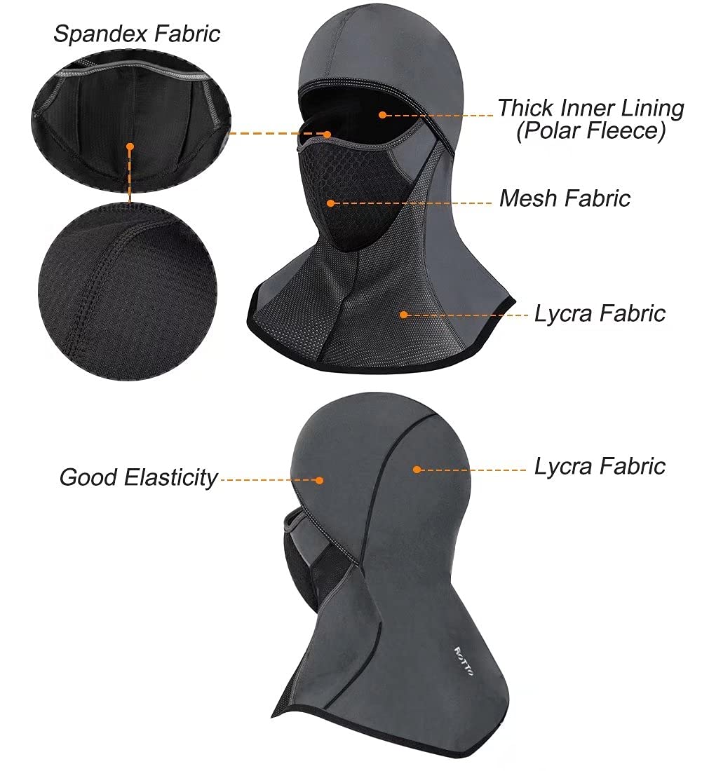 ROTTO Balaclava Face Mask for Motorcycle Motorbike Cycling Winter Full Face Masks Thermal Polar Fleece for Men Women — view 5