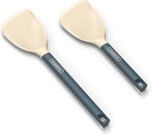 Miniatura 10 de Cosamtec Espátula de silicona antiadherente Turner Fish Steak Egg Pancake Flipper con mango de nailon, juego de utensilios de cocina resistentes al