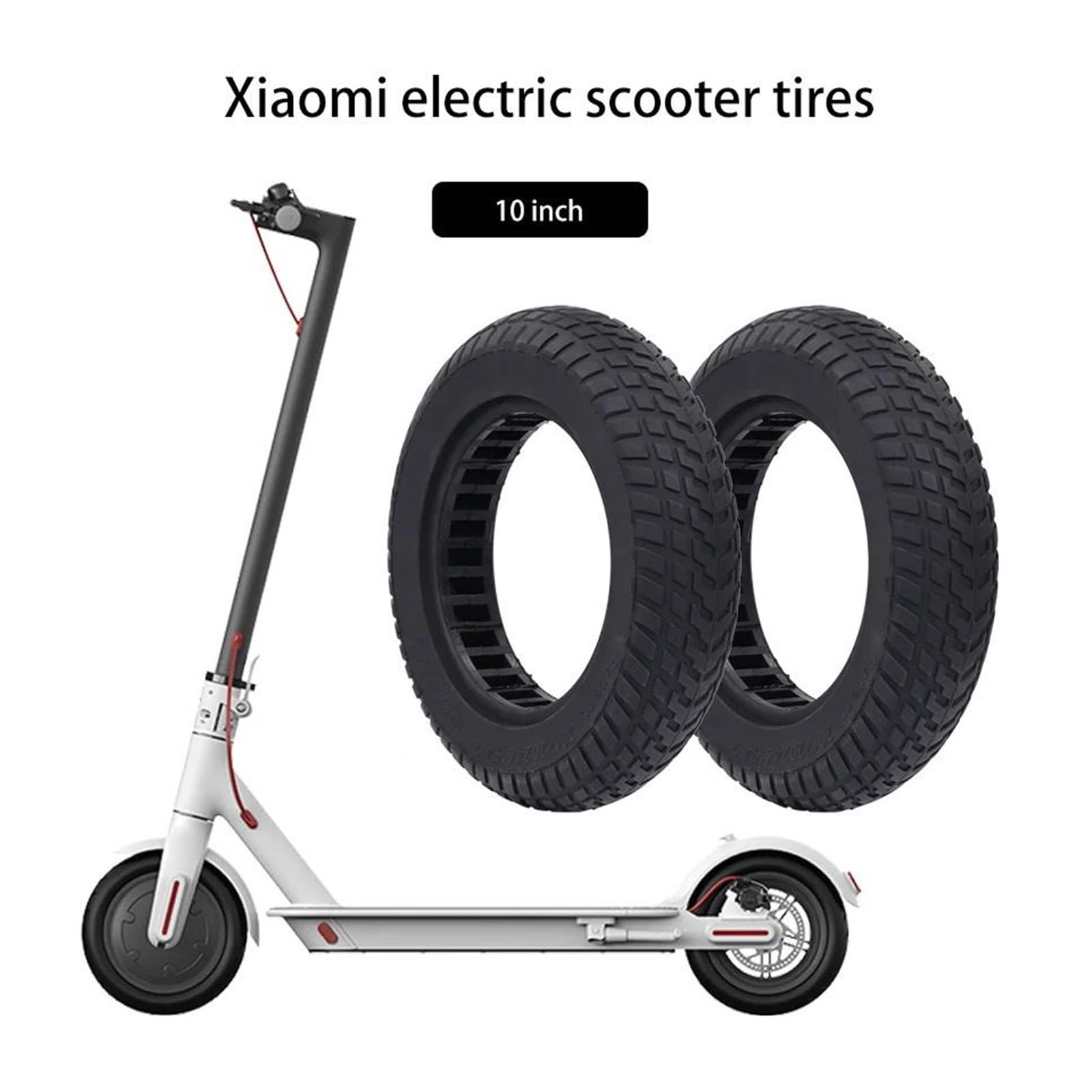 Neumático sólido for patinete eléctrico Xiaomi, M365 Pro Pro2 1S 10x2.0/2.5, amortiguador de panal, piezas sin cámara, goma 10 pulgadas rueda de scooter de goma maciza(2 pcs)