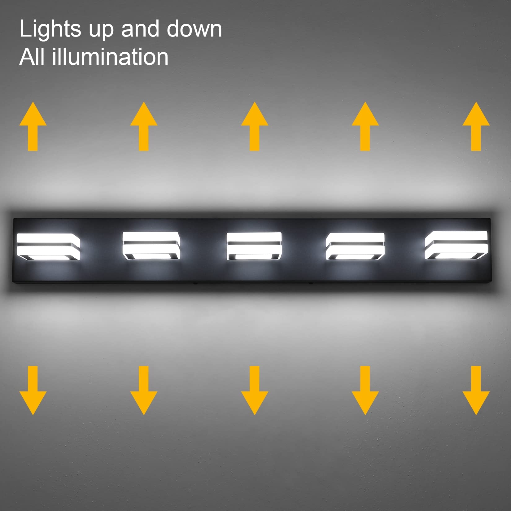 Ralbay Matte Black Bathroom Vanity Light 4-Lights Industrial Black