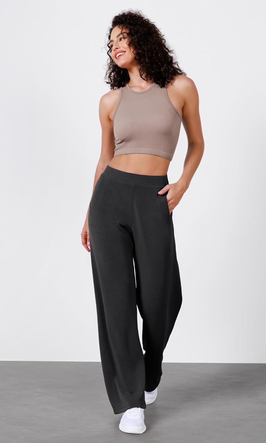 ODODOS Women's Modal Soft Wide Leg Pants Elastic High Waist Casual Lounge Relaxed Pants with Pockets - 27"/ 29" / 31" Inseam 29" Inseam Small Black