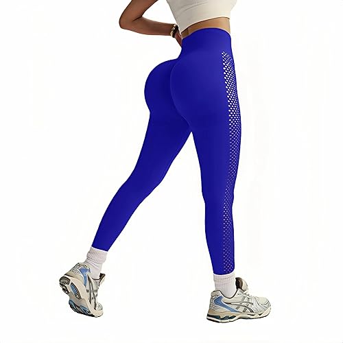 MGULEEYI New Lifting Leggings Women High Waisted Seamless Workout Leggings Gym Booty Tights Tummy Control Yoga Pants - Large - Blue