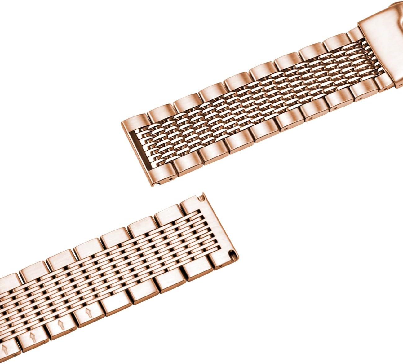 Stainless Steel Watch Band 18mm 20mm 22mm 24mm, Solid Polished Mesh Watch Bands Silver Black Rose Gold Watch Bracelet with Double-Lock Deployment Clasp Watch Strap for Men Women