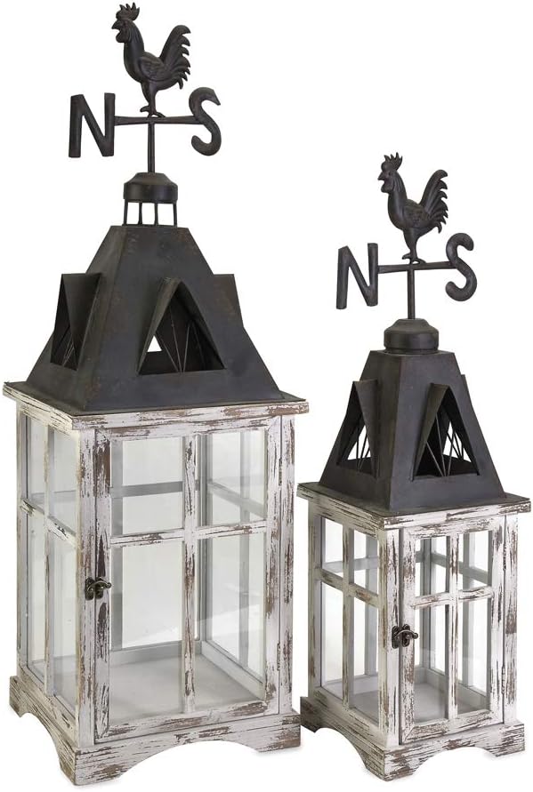 IMAX Set of 2 89067-2 Weather Vane Lanterns-Set of Two, 13x13x39.5