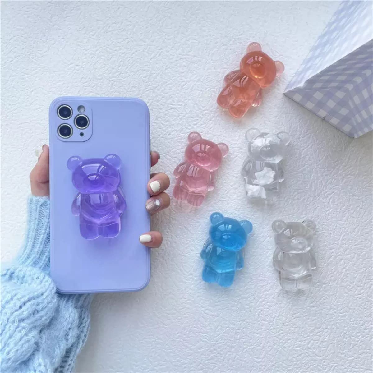 PRITO Mobile Finger Holder for Hand Grip, Bear Design (Purple)-image-13