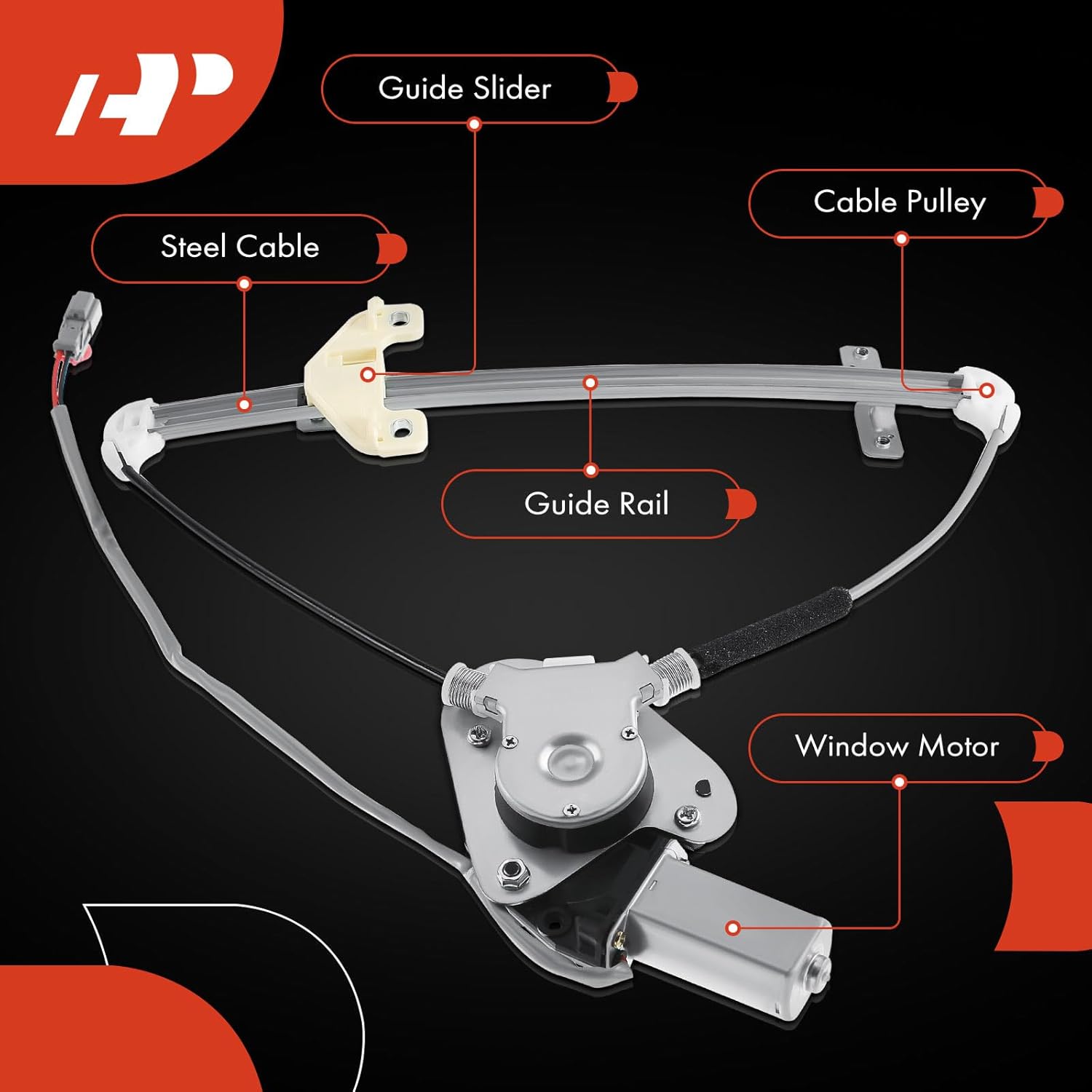 A-Premium Power Window Regulator with Motor Rear Passenger Side Compatible with Honda Civic 2001-2005 (US Built Only) Rear Right Passenger Side