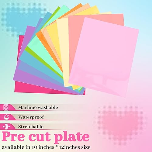 Miniatura 2 de Whaline Vinilo de transferencia de calor de soplo pastel 3D, 12 hojas de 12 x 10 pulgadas, 12 colores surtidos, vinilo para planchar en vinilo