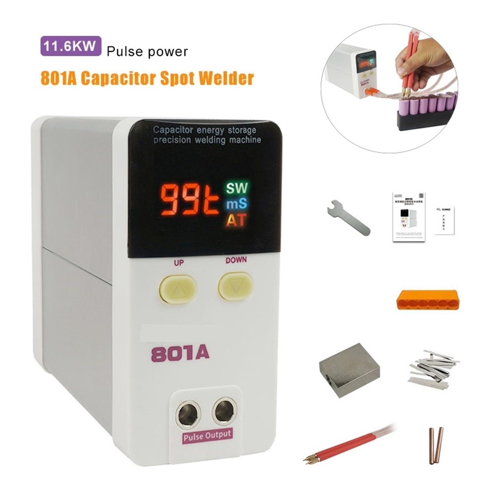 Soudeur par Points, 11.6KW condensateur de stockage d'énergie Machines soudage par points charge précision impulsion soudeuse Portable bricolage Batteries Lithium