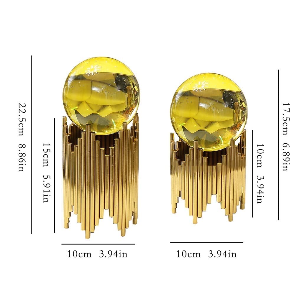 Dekoracje ze szklanych kulek, Golden Transparent Crystal Ball Multiple Sizes Artificial Jade Home Office Decoration