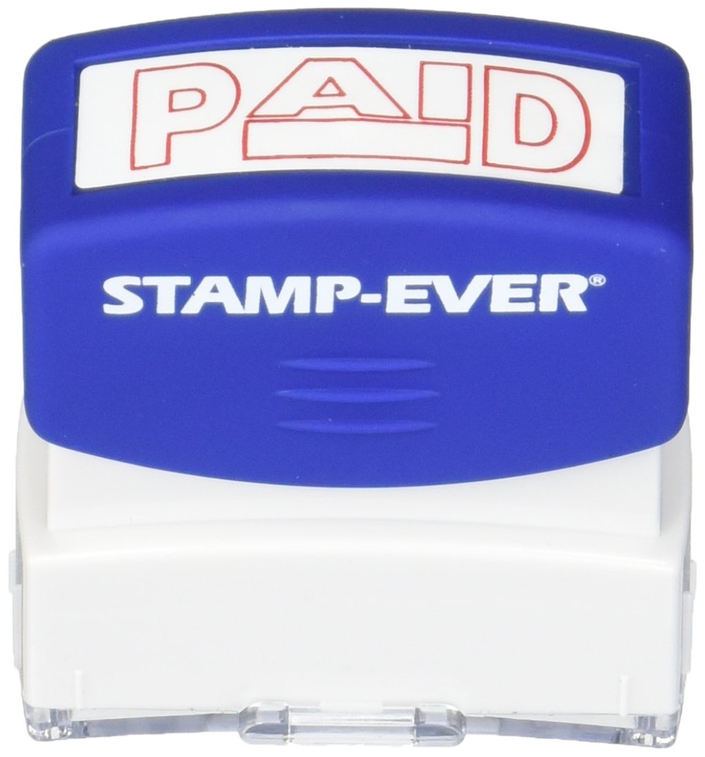 Stamp-Ever Pre-Inked Message Stamp, Paid, Stamp Impression Size: 9/16 x 1-11/16 Inches, Red (5959)