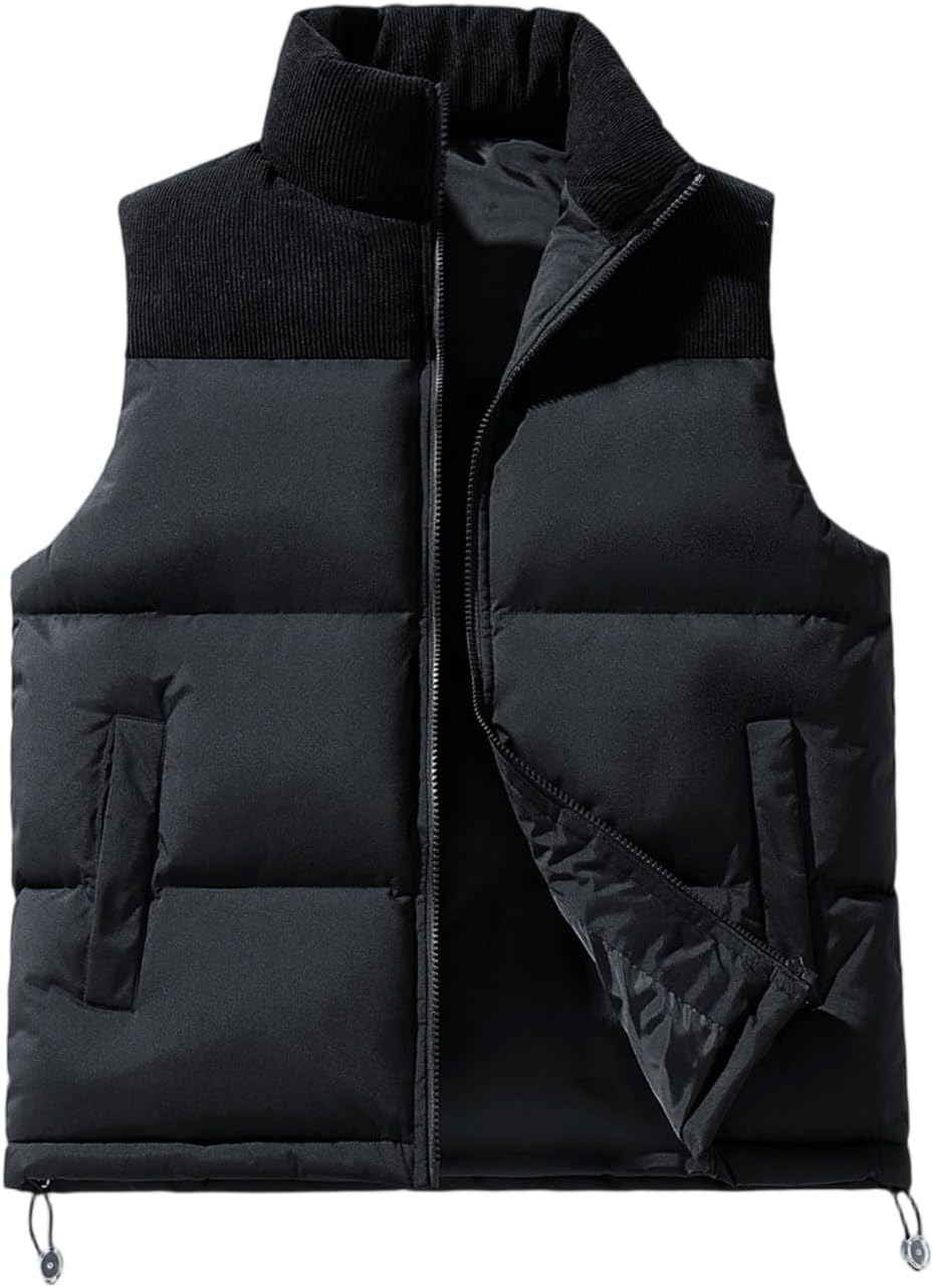 Ymosrh Men's Casual Puffer Vest, Windproof Softshell Zip Up Sleeveless Padded Jacket Outerwear, S-5XL
