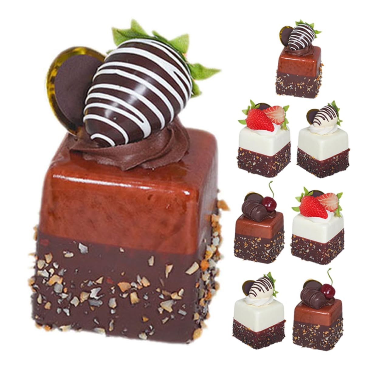 PartyKindom 8 Pezzi Torta Simulata Francese Fragole da Torta Finta Realistica in Pvc Robusto Espositore per Dessert Finto Accessori per Cucina per Servizi Fotografici e Allestimenti Scenici