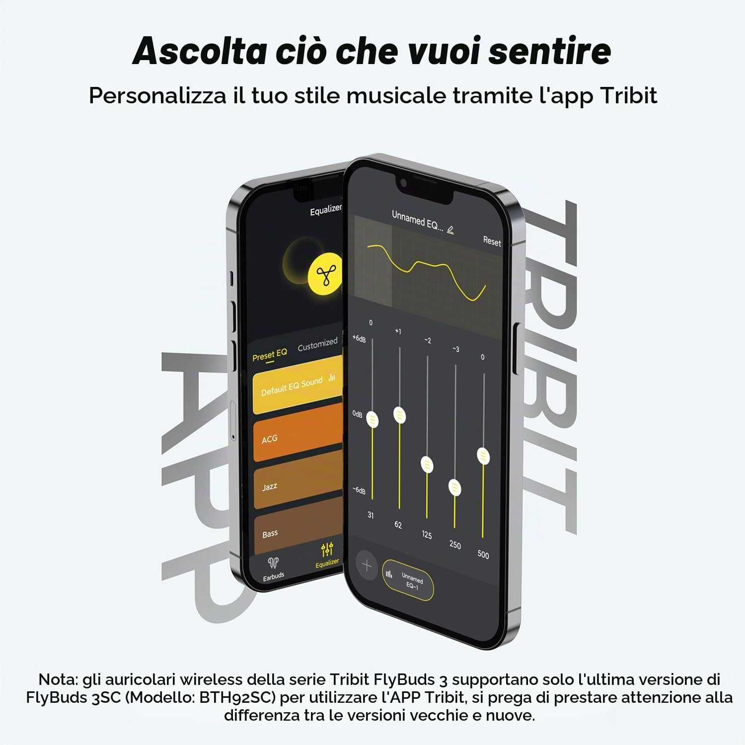 Tribit FlyBuds 3 Cuffie Bluetooth in-ear, 110 ore, auricolari wireless | Bassi profondi, BT 5.3, comandi touch, 4 microfoni ENC, IPX8 impermeabile, EQ personalizzato, lavoro, studio, sport, bianco