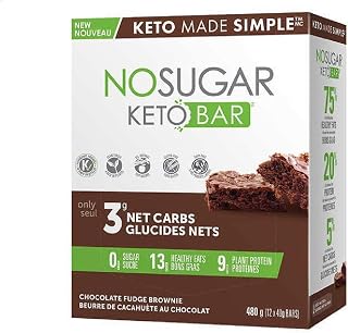 No Sugar Keto Bar Chocolate Fudge Brownie Bars, 2-Pack