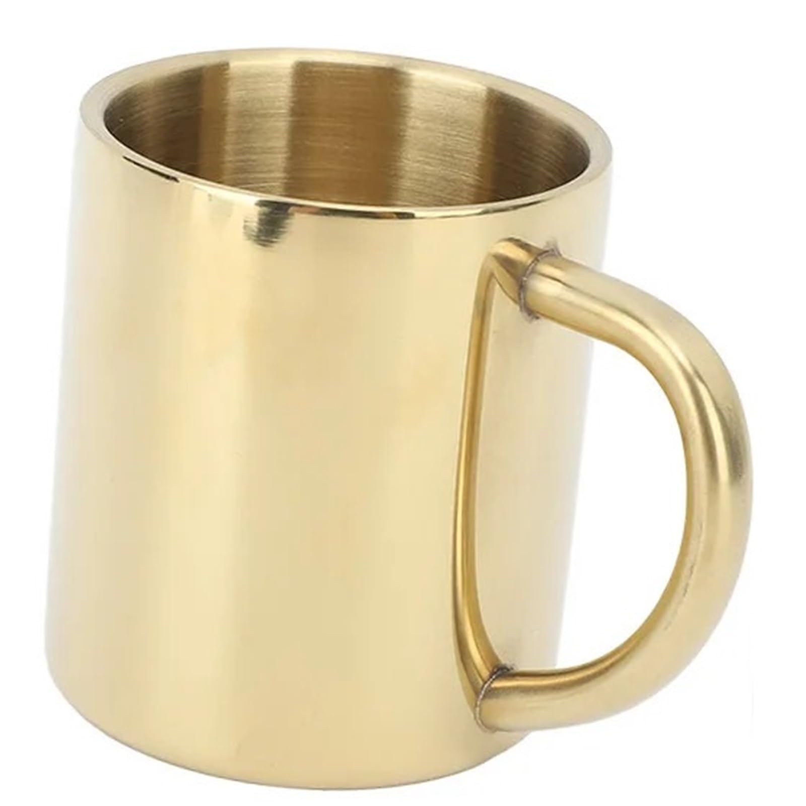 Wassergläser 2 Stück Kaffeetasse, 304 Edelstahl, Kaffeetasse, großes Fassungsvermögen, doppelwandige isolierte Tasse mit Griff for Tee, Milch Für Saft(Rose Gold 220ML)