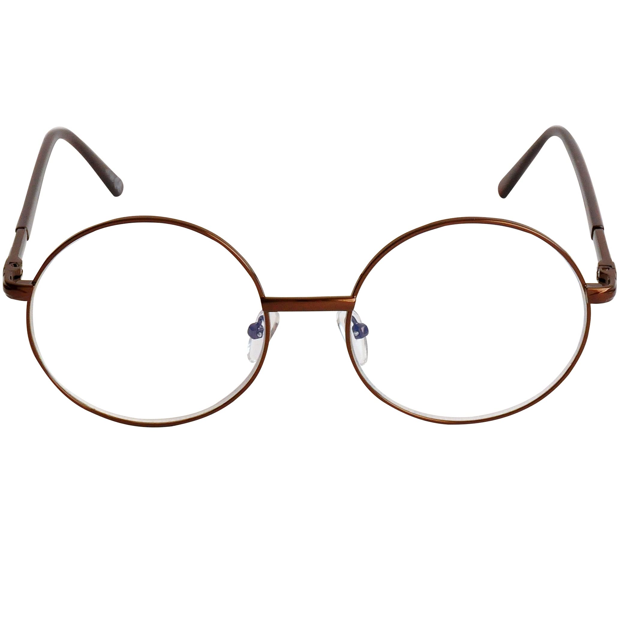 Hippie okrągłe okulary do czytania z dużymi szkłami, gratis etui na okulary, okulary antyniebieskie, styl lat 60., z metalu, pomoc w czytaniu dla kobiet