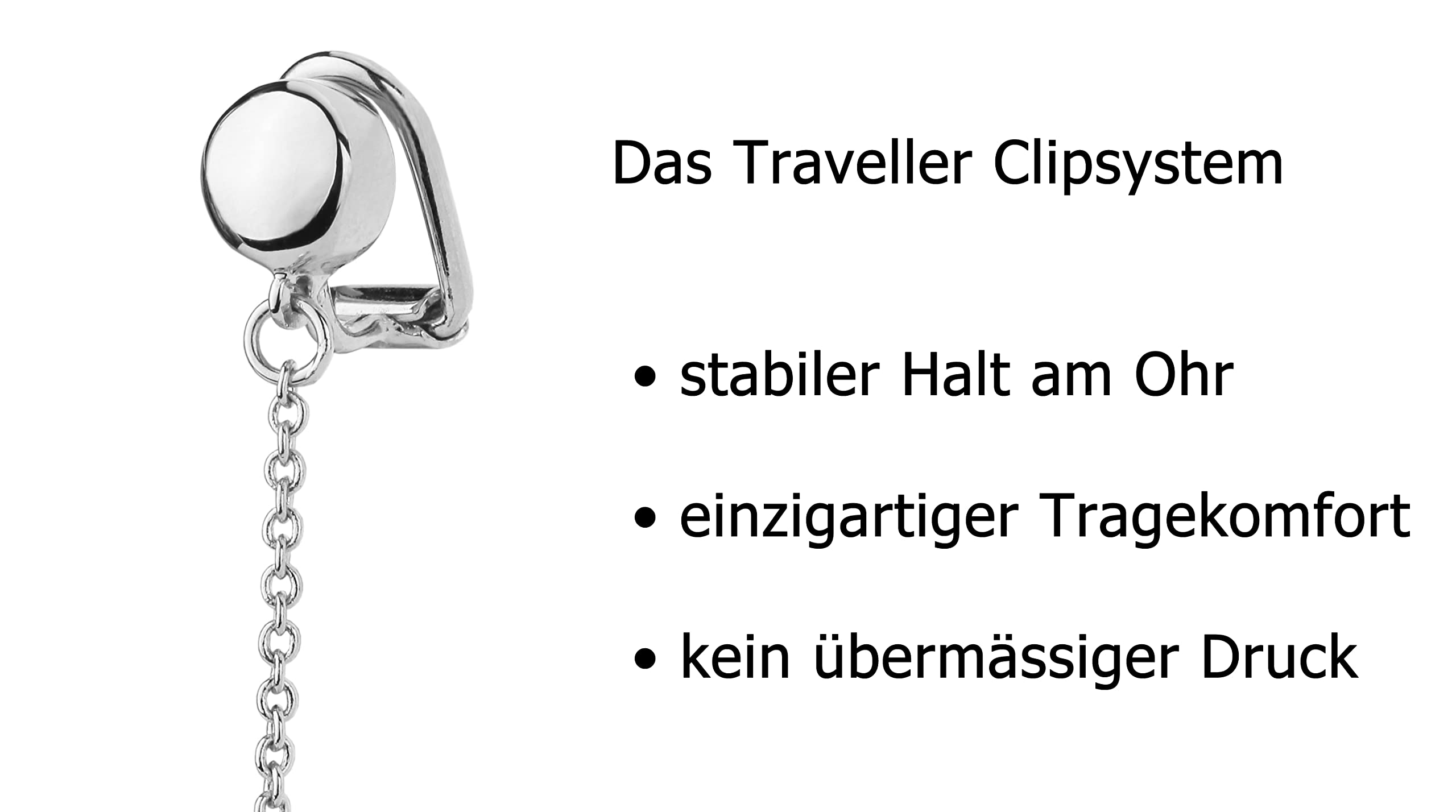 Traveller Ohrclip - Hängend - Kristall