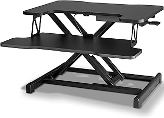 BONTEC Standing Desk Converter, 55cm Stand up Desk Riser, Height Adjustable Home Office Desk with Keyboard Tray, Sit to Stand Up Desk for Laptop, Monitor Up to 15kg