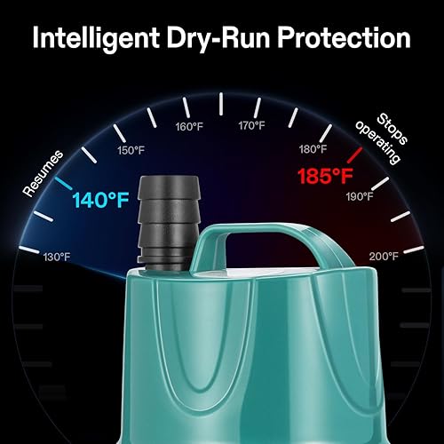 Miniatura 4 de VIVOSUN Bomba de agua sumergible de 260 GPH y 20 W para pecera, estanque, acuario, sistemas hidropónicos con cable de alimentación de 6 pies y 3