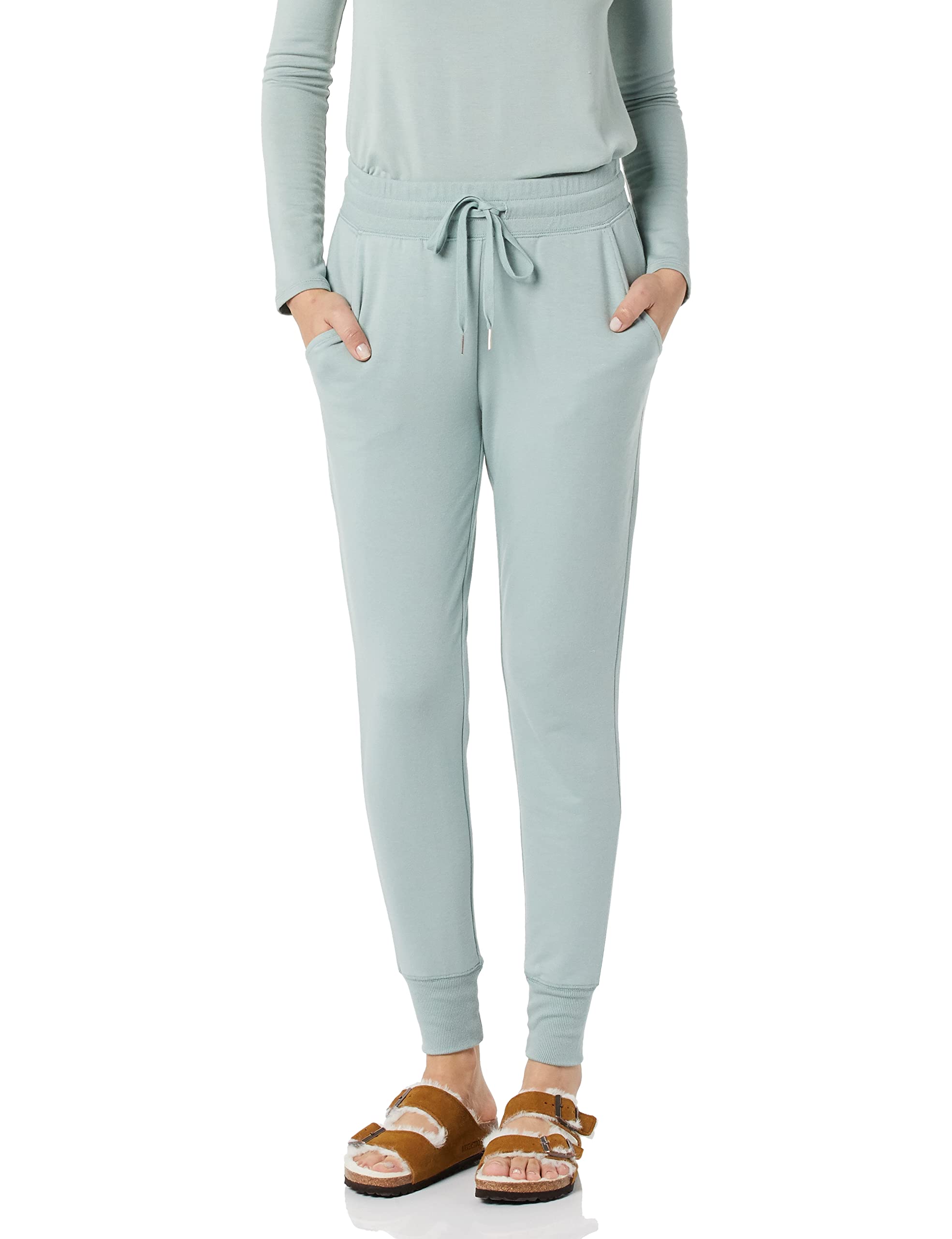 Photo 1 of Daily Ritual Women's Terry Cotton and Modal Drawstring Jogger Pant X-Small Sage Green