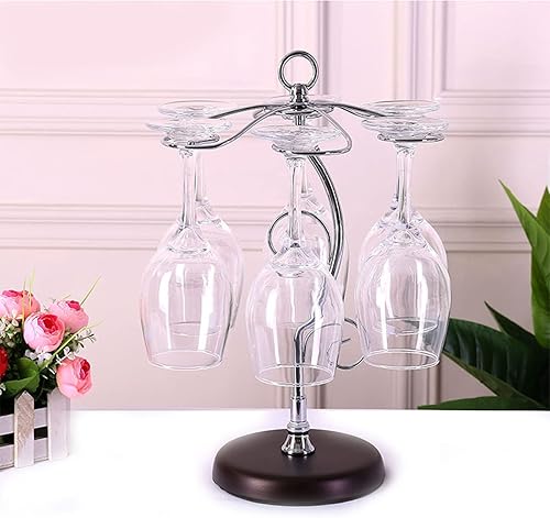 Miniatura 6 de Homya Soporte de sobremesa de metal para copas de vino - Estante de exhibición vertical para bar, cocina, mesa - Ofrece 6 vasos, plateado