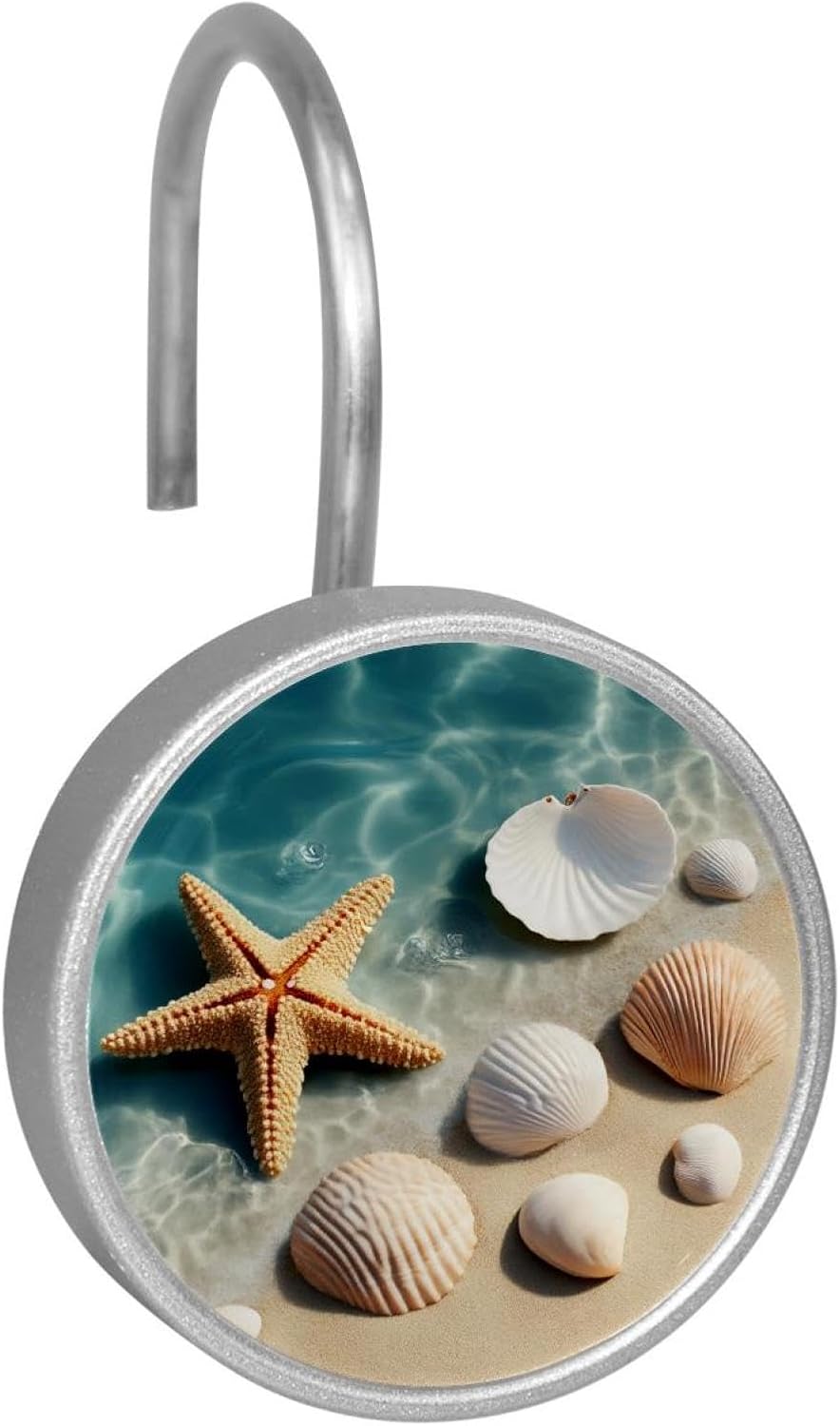 Beach Shell Decorative Shower Curtain Hooks Rings,Set of 12pcs Shower Curtain Hooks,Rustproof Decorative Shower Rings for Bathroom (Multi 08)
