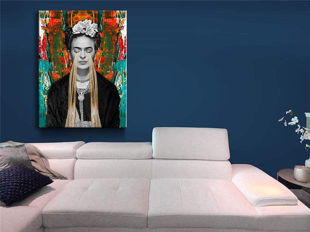 Lienzo Pintura Arte de la pared Frida Kahlo Modern Canvas Prints Decor Picture Frida Kahlo Retrato Graffiti Poster Print Obra de arte para la decoración de la sala de estar, SIN marco,60x90cm