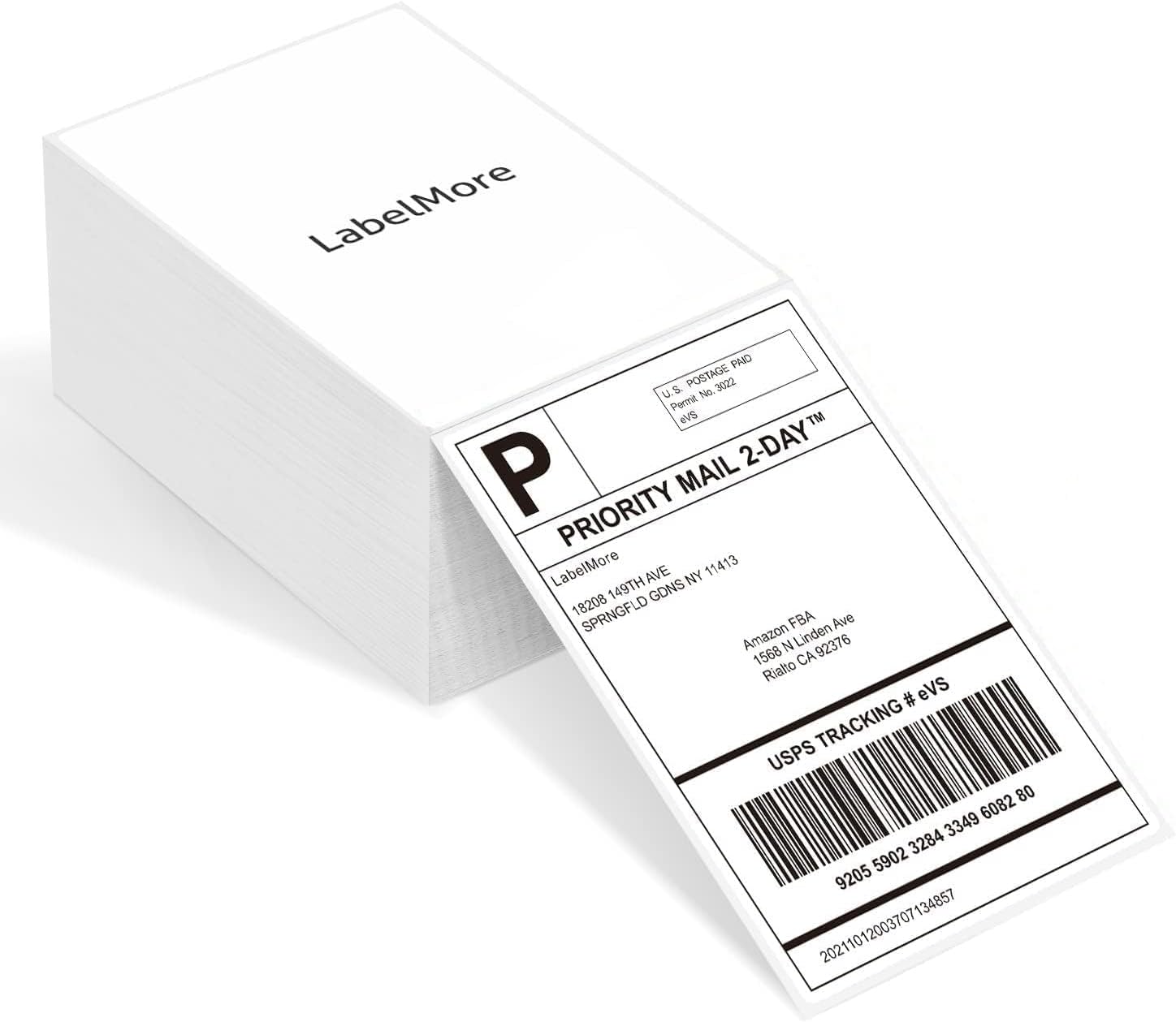 LabelMore 4000 Fanfold 4x6 Thermal Printer Labels With Perforations - White Shipping Labels Compatible With Rollo, Zebra - Smoothly Printing Mailing Postage Labels