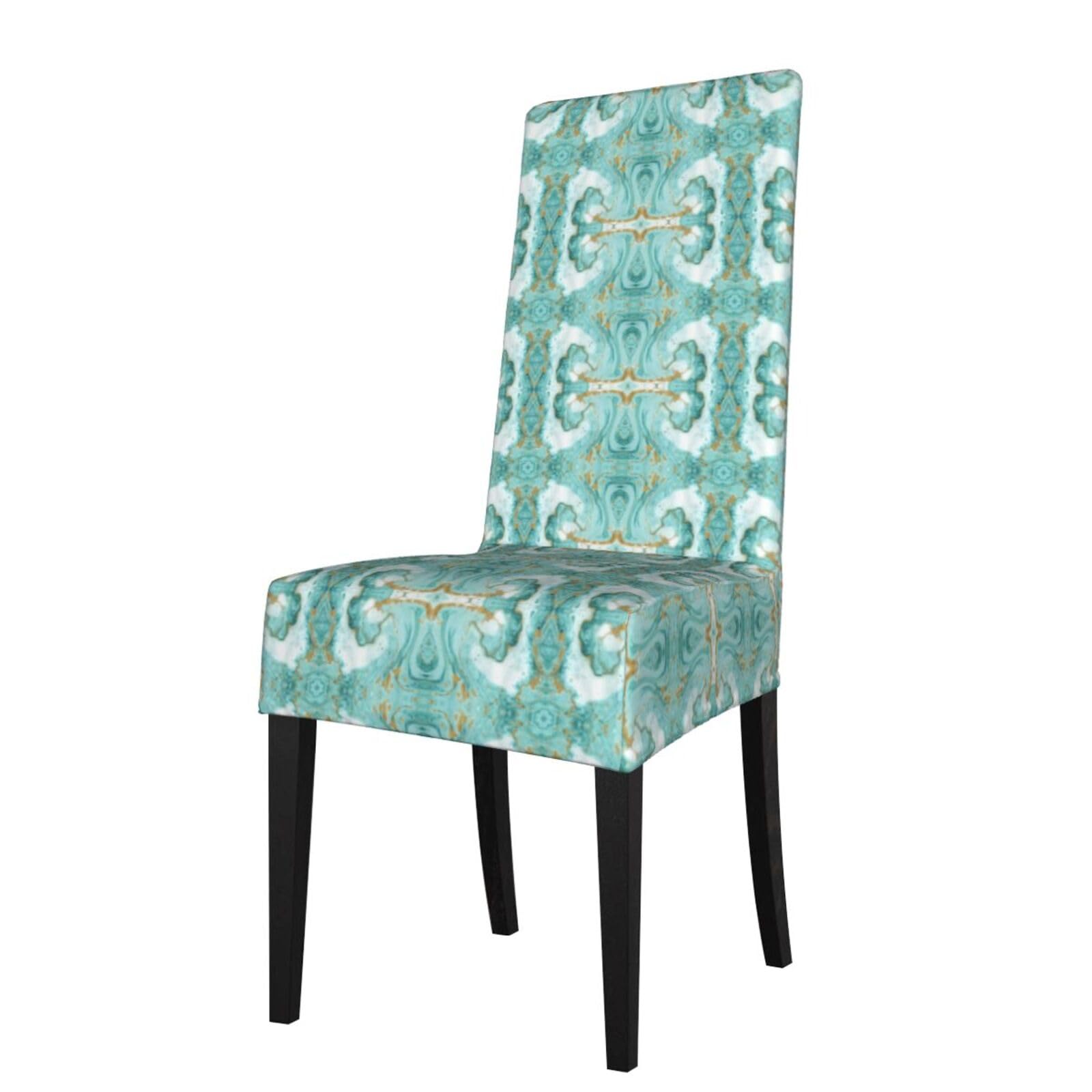Lkymoh As Picture Teal And Gold Marble, Chair Covers Stretch Chair Slipcovers For Dining Room, For Party Pet Protection Universal Fit Soft Polyester