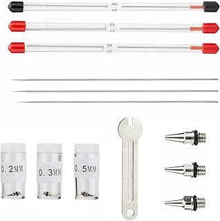 WANGCL Airbrush Needle And Nozzle Set 0.2mm/0.3mm/0.5mm + Nozzle Airbrush Replacement Parts with Wrench for Airbrush Spray Gun Model Spraying Paint Maintenance Accessories