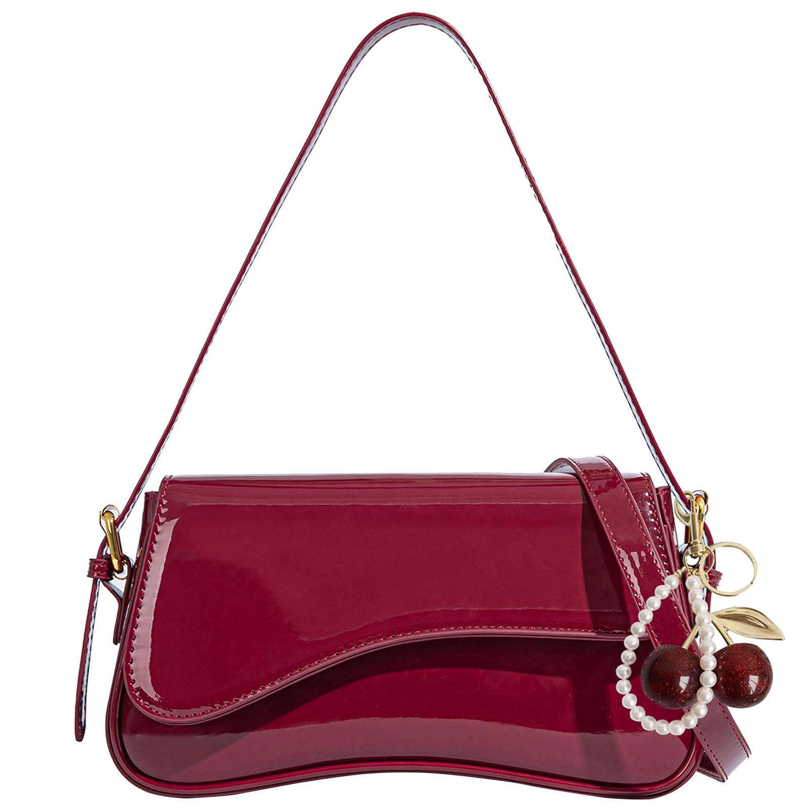Purse for Women Hobo Bags with Cherry Pendant Crossbody Shoulder Bag