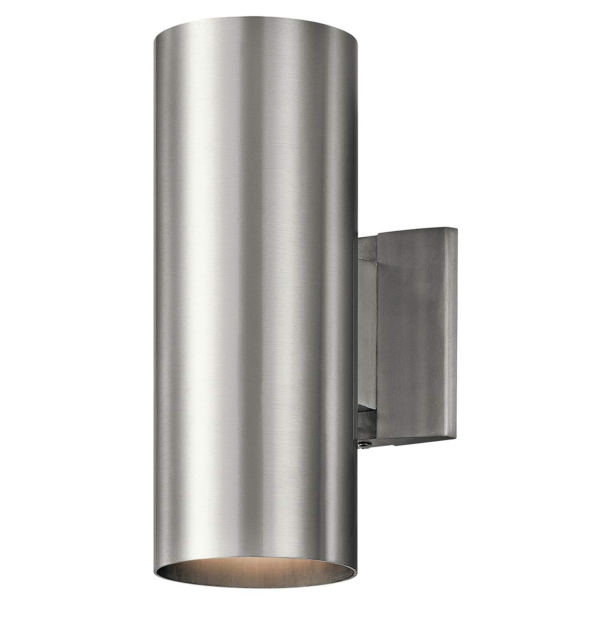 Kichler Cylinders 12" 2-Light Cylinder Outdoor Wall Sconce in Brushed Aluminum, (12" H x 4.75" W), 9244BA