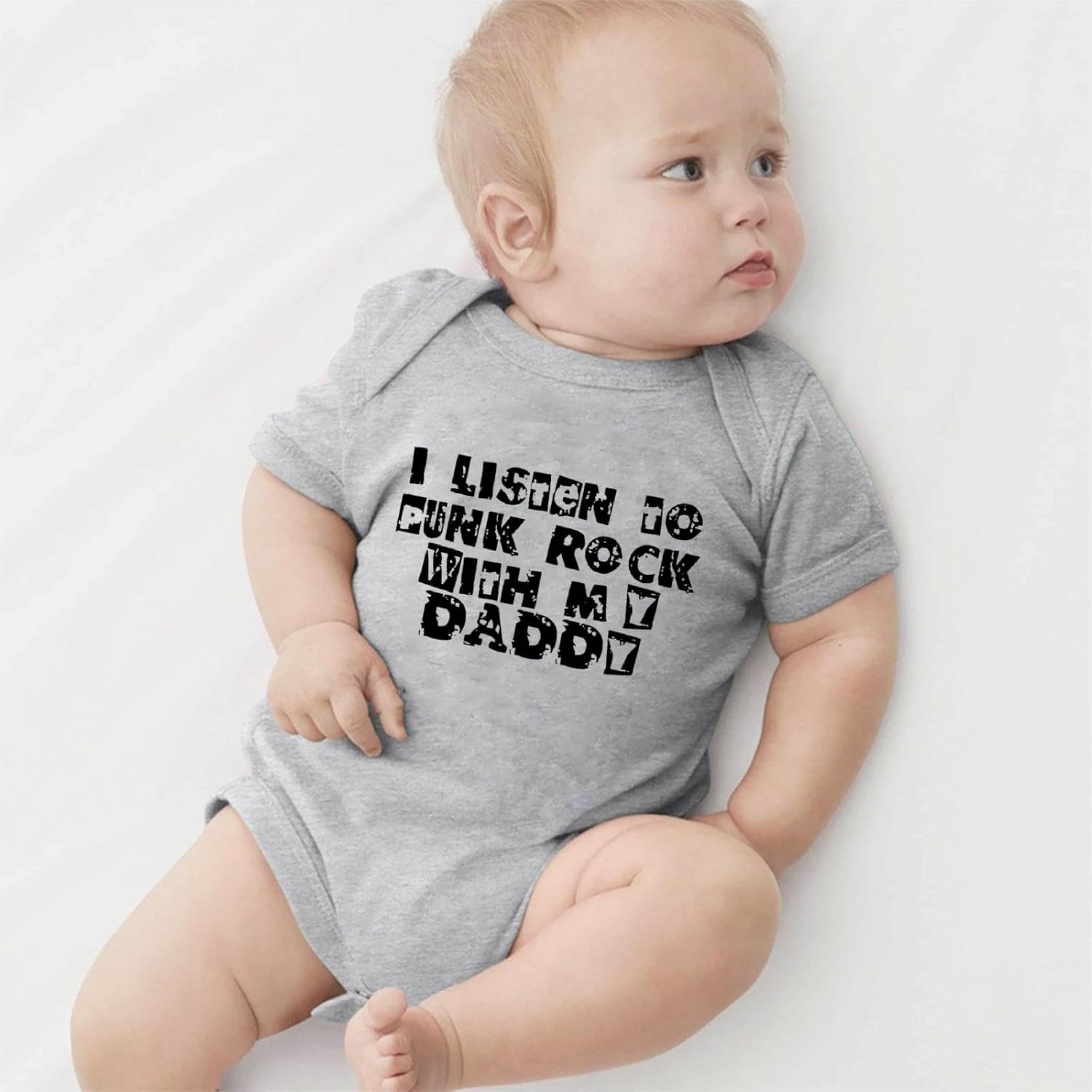 I Listen to Punk Rock with My Daddy Baby Bodysuit Newborn Outfits Baby Romper Infant One Piece Outfits