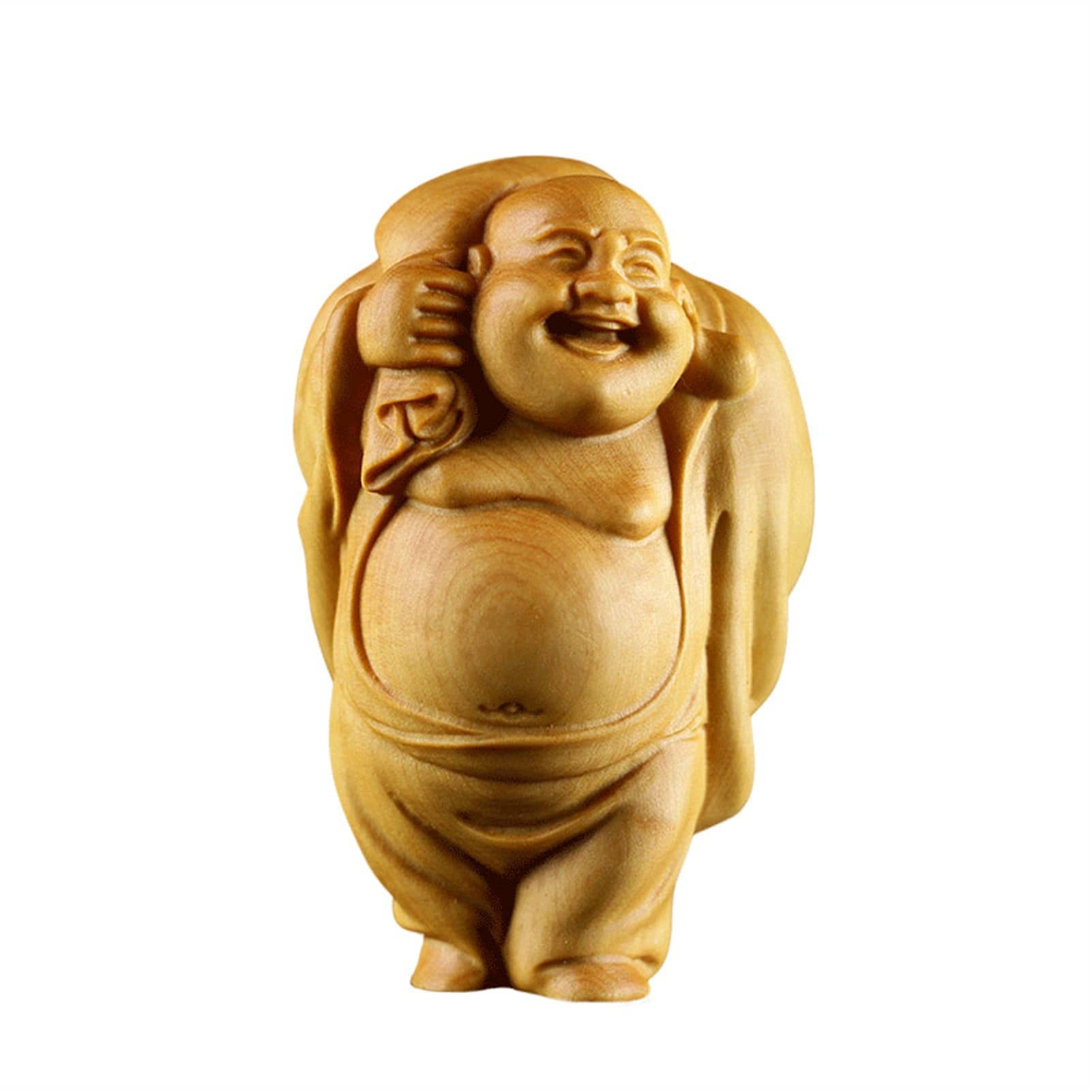 SBCGFY Creative Design Maitreya Buddha Sculpture Wood Buddha Statue Laughing Buddha Feng Shui Pendant Home Decoration Indoor Statue,Size_Name-A 8Cm
