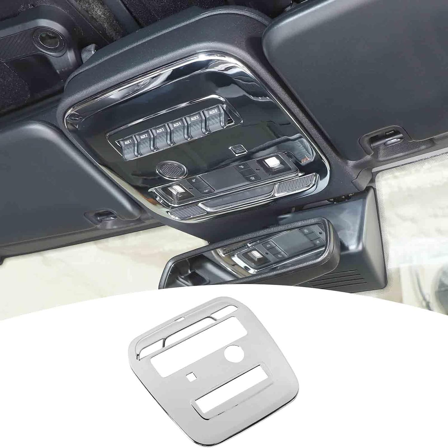 for Bronco Overhead Console Panel Map Light Trim Cover Compatible with Ford Bronco 2021 up Chrome Interior Accessories