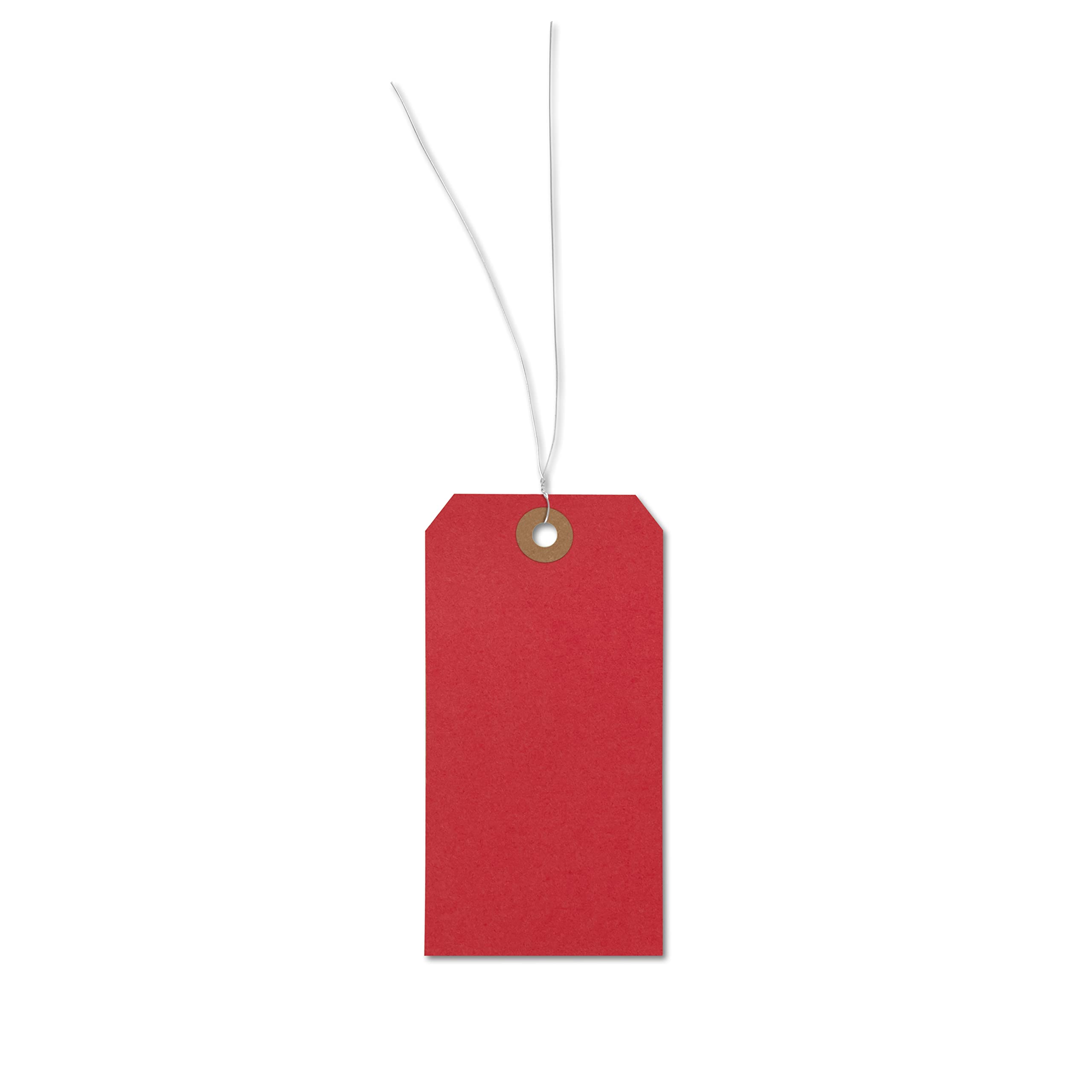 Zawieszka towarowa z kartonu z drutem | biała lub kolorowa | format: 63 x 125 mm | zawieszka na towary, etykiety do zawieszania, czerwona
