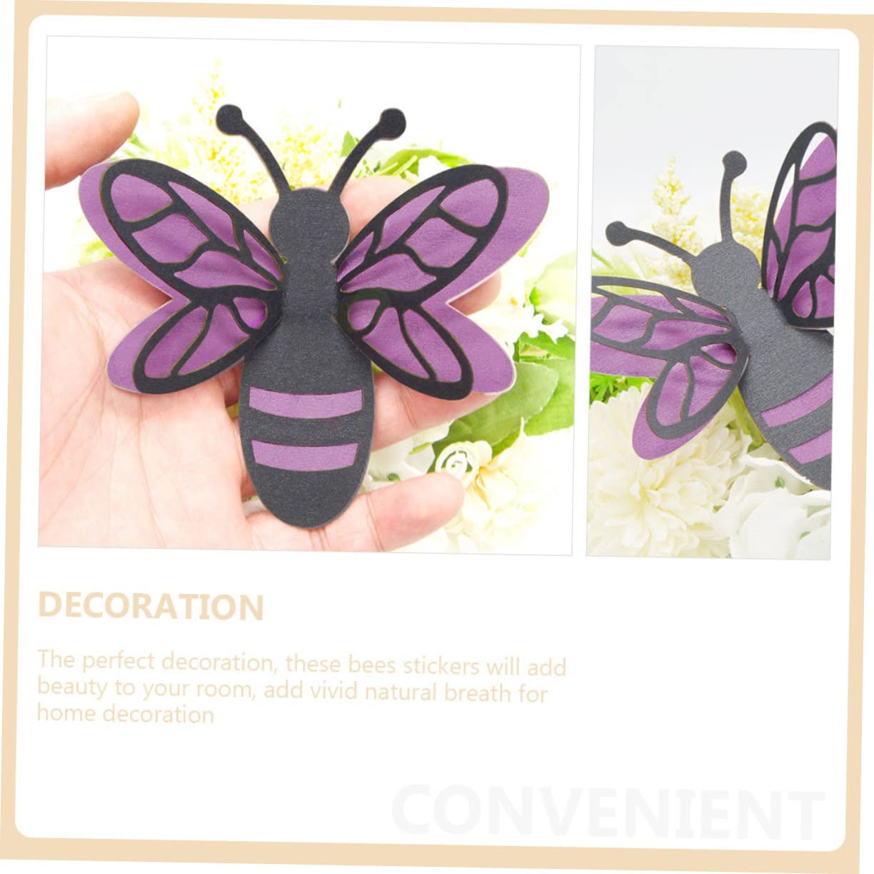 24 Autocollants Abeilles 3D Brillants - 2 Tailles (9cm Et 12cm), Décoration Murale Fête, Maison, Classe