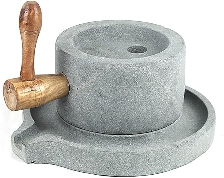 Stone Grain Mill, Removable Manual Stone Mill, Hand Stone Grinder Natural Granite Paste Mill, Manual Dry/Wet Graphite Machine Industry Handmade Stone Mill Tool20x30cm 7 7/8x11 3/4"