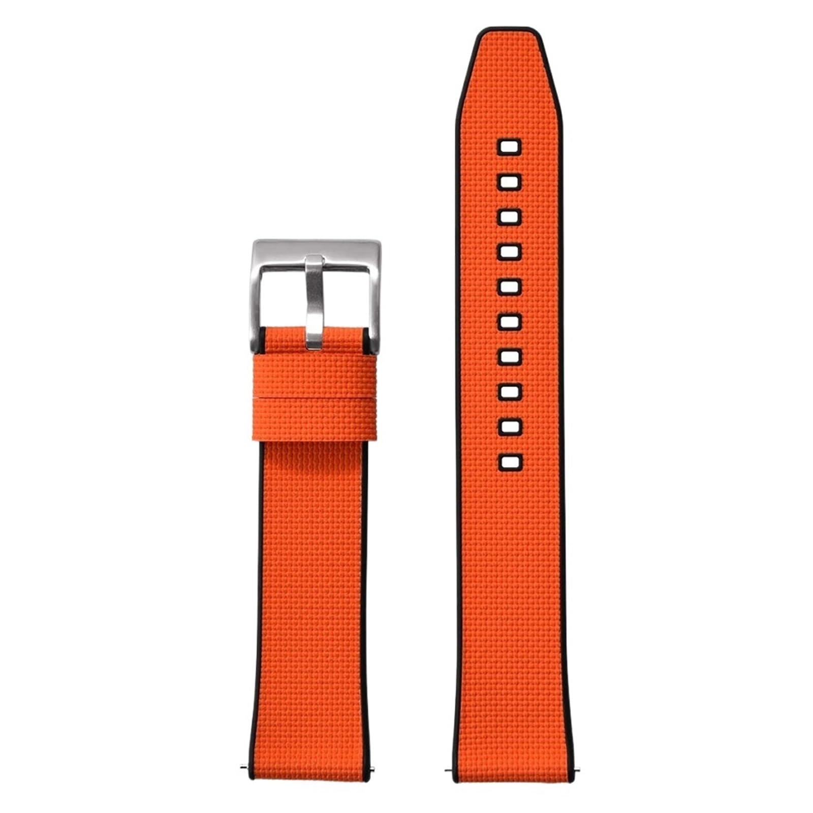 Generico Bracelet universel pour montre à dégagement rapide de 18-24 mm - Bracelet en caoutchouc texturé (Balck Orange 1,22mm)