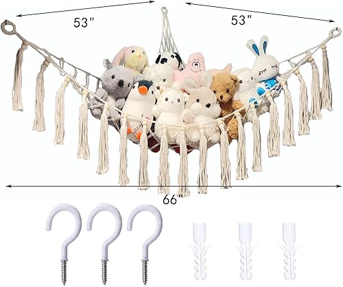 Miniatura 4 de EOESFCB Hamaca de juguete para animales de peluche, hamaca de juguete para almacenamiento de animales, soporte de red colgante de esquina de