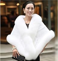 Vista 4 de Caracilia Women Luxury Faux Fur Coat Jackets Wrap Cape Shawl for Wedding Party