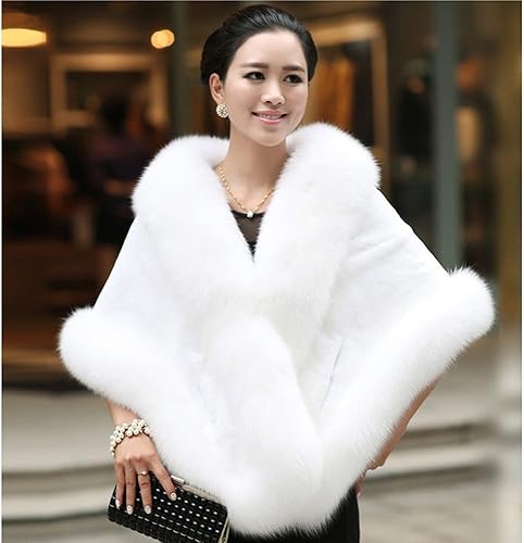 Miniatura 4 de Caracilia Women Luxury Faux Fur Coat Jackets Wrap Cape Shawl for Wedding Party
